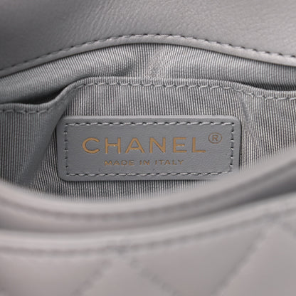Chanel Calfskin Quilted Top Handle Flap Light Grey 6 of 12