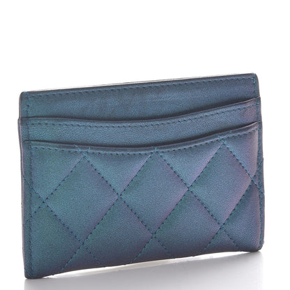 Chanel Metallic Lambskin Quilted Card Holder Turquoise 3 of 9