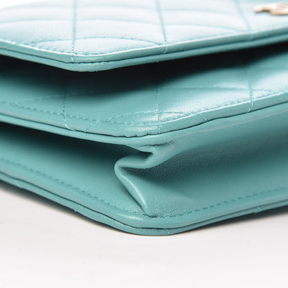 Chanel Calfskin Quilted Wallet On Chain WOC Green 10 of 11