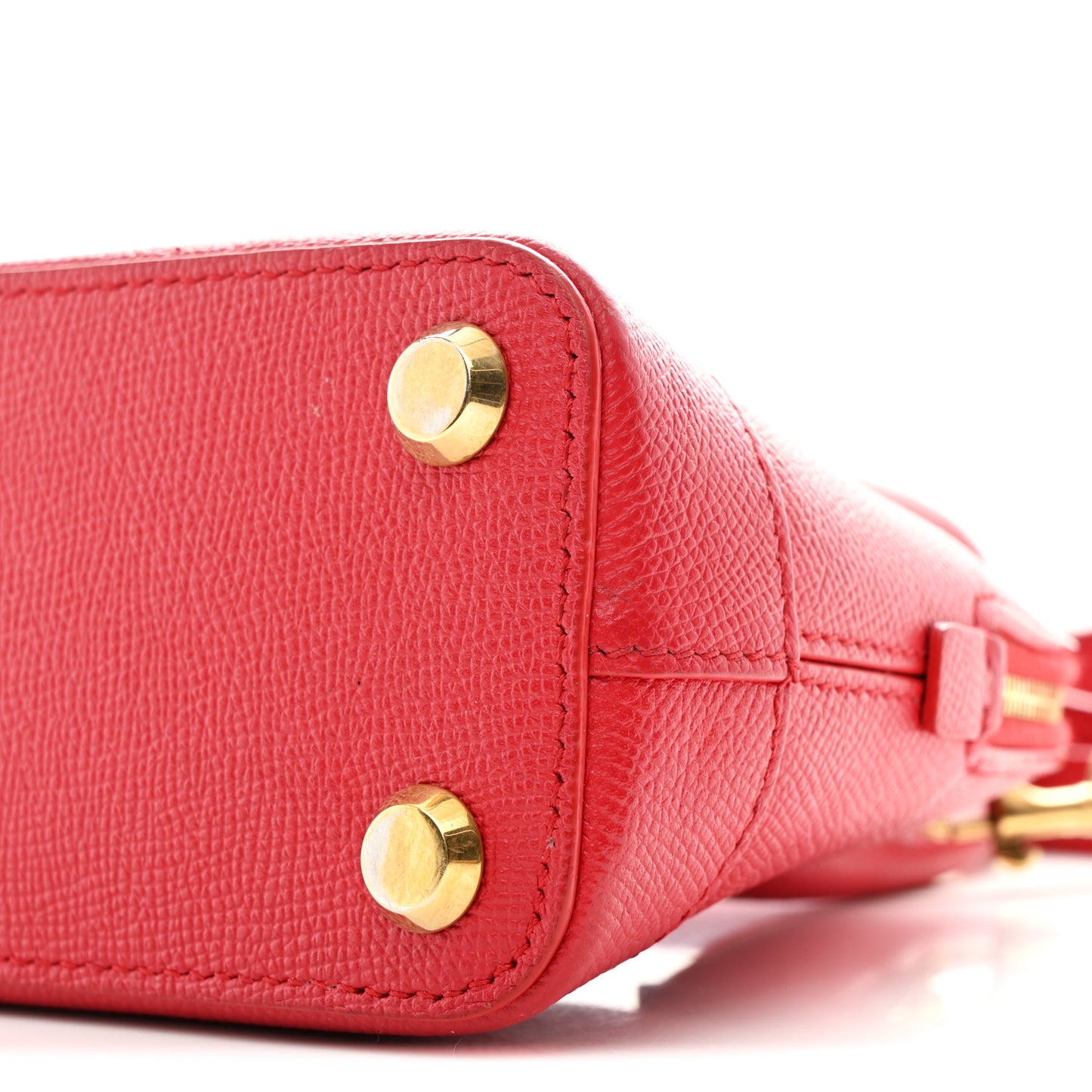 Signature Grained Calfskin Logo XXS Ville Top Handle Bag Rouge Lantern Black