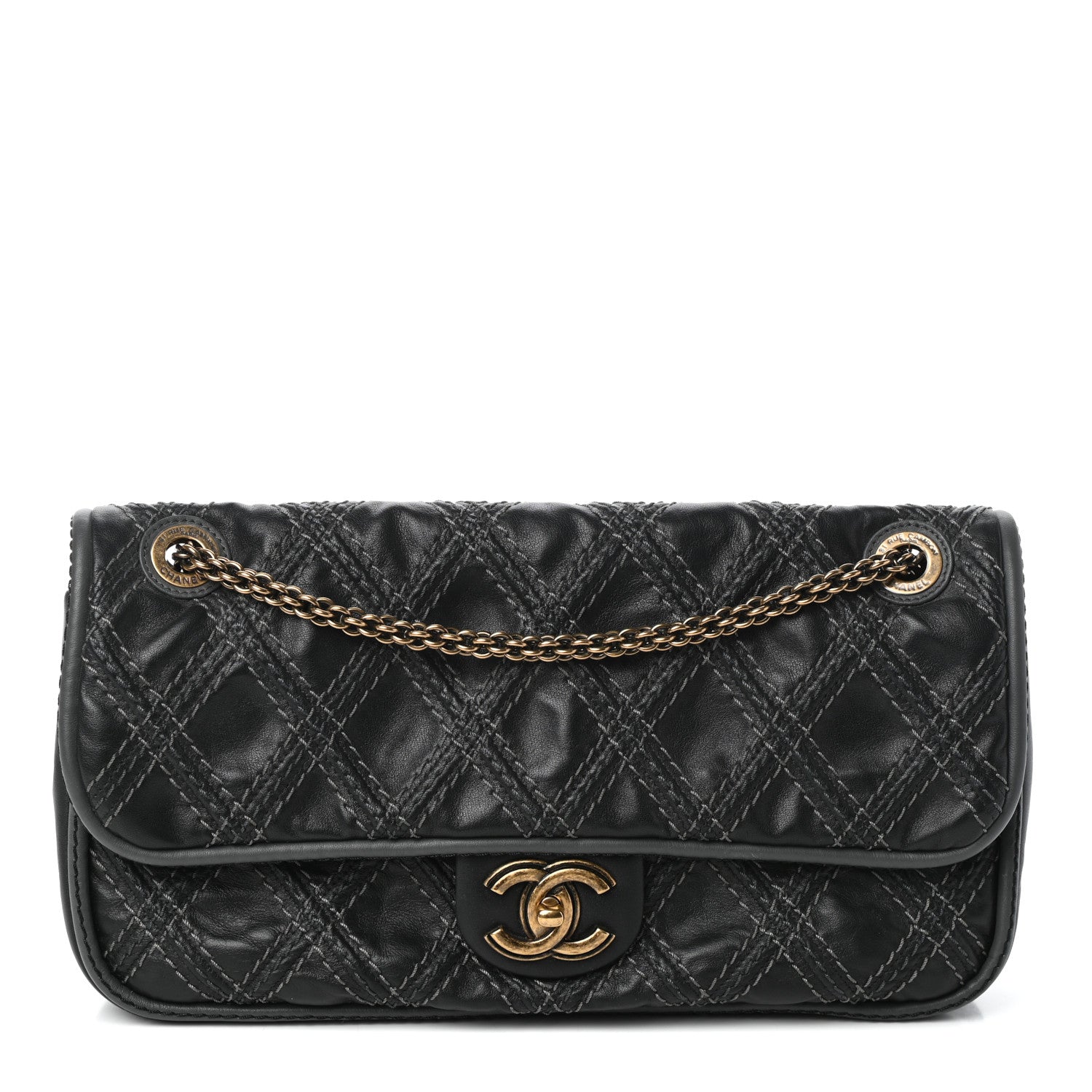 Chanel Calfskin Stitch Triptych Flap Black 1 of 10