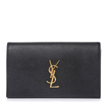 Saint Laurent Grain De Poudre Classic Monogram Kate Clutch Black 1 of 13