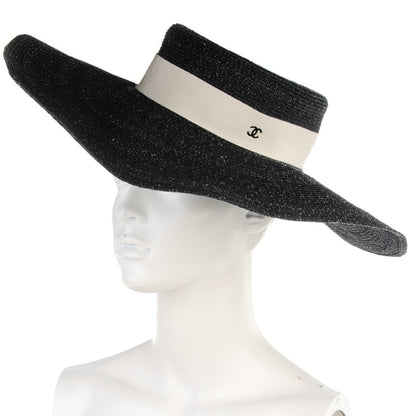Chanel Woven CC Wide Brim Hat M Navy 2 of 8