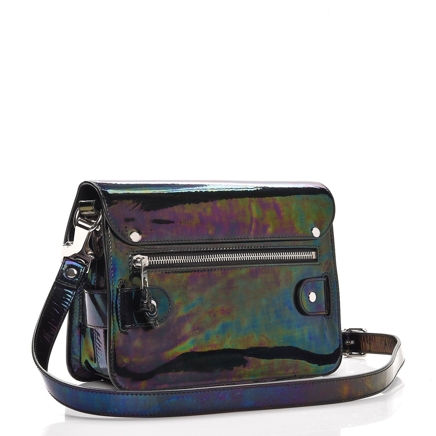 Proenza Schouler PS11 Holographic Patent Mini Classic Shoulder Bag Oil Slick 3 of 8