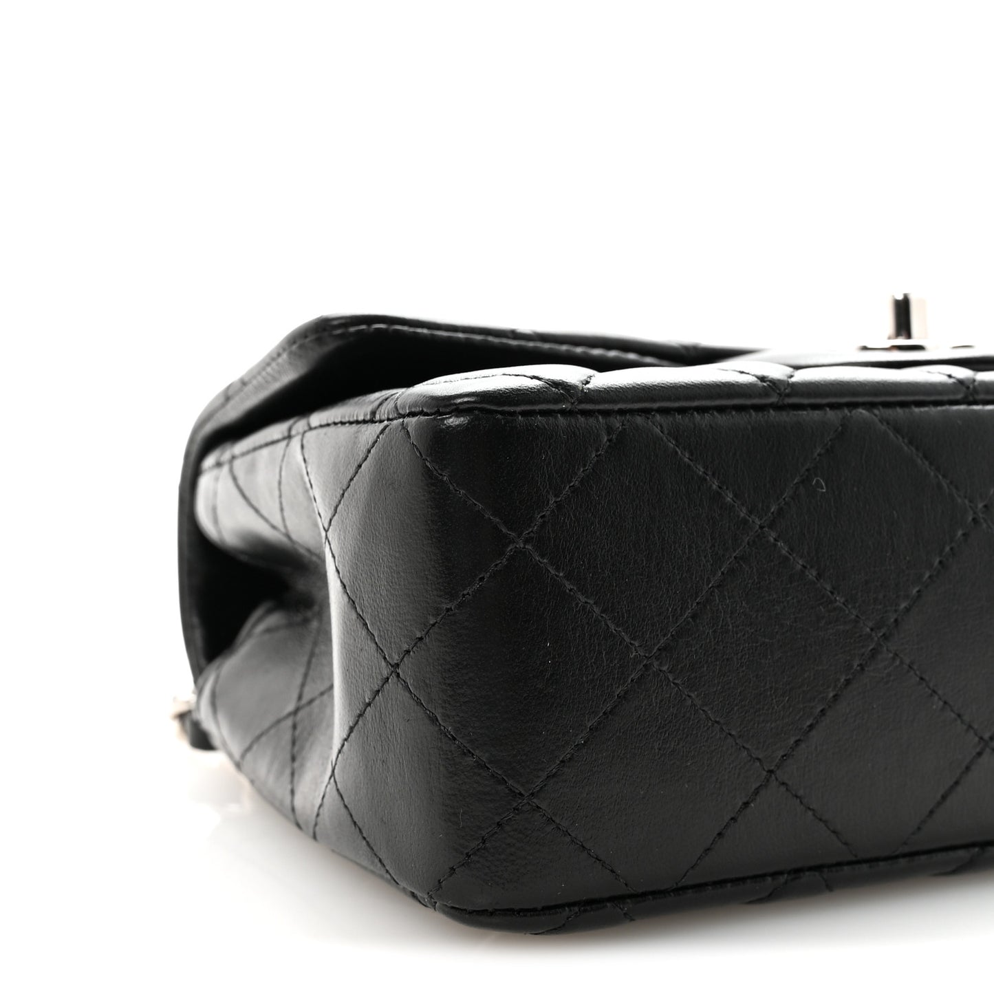 Lambskin Quilted Mini Rectangular Flap Black