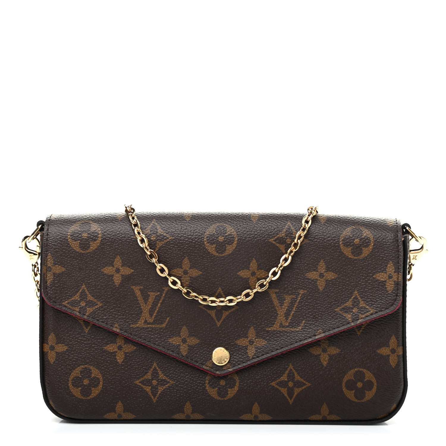 Louis Vuitton Monogram Pochette Felicie Chain Wallet Fuchsia 1 of 8