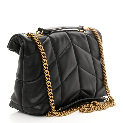 Saint Laurent Lambskin Quilted Toy Loulou Puffer Monogram Chain Satchel Black 3 of 11