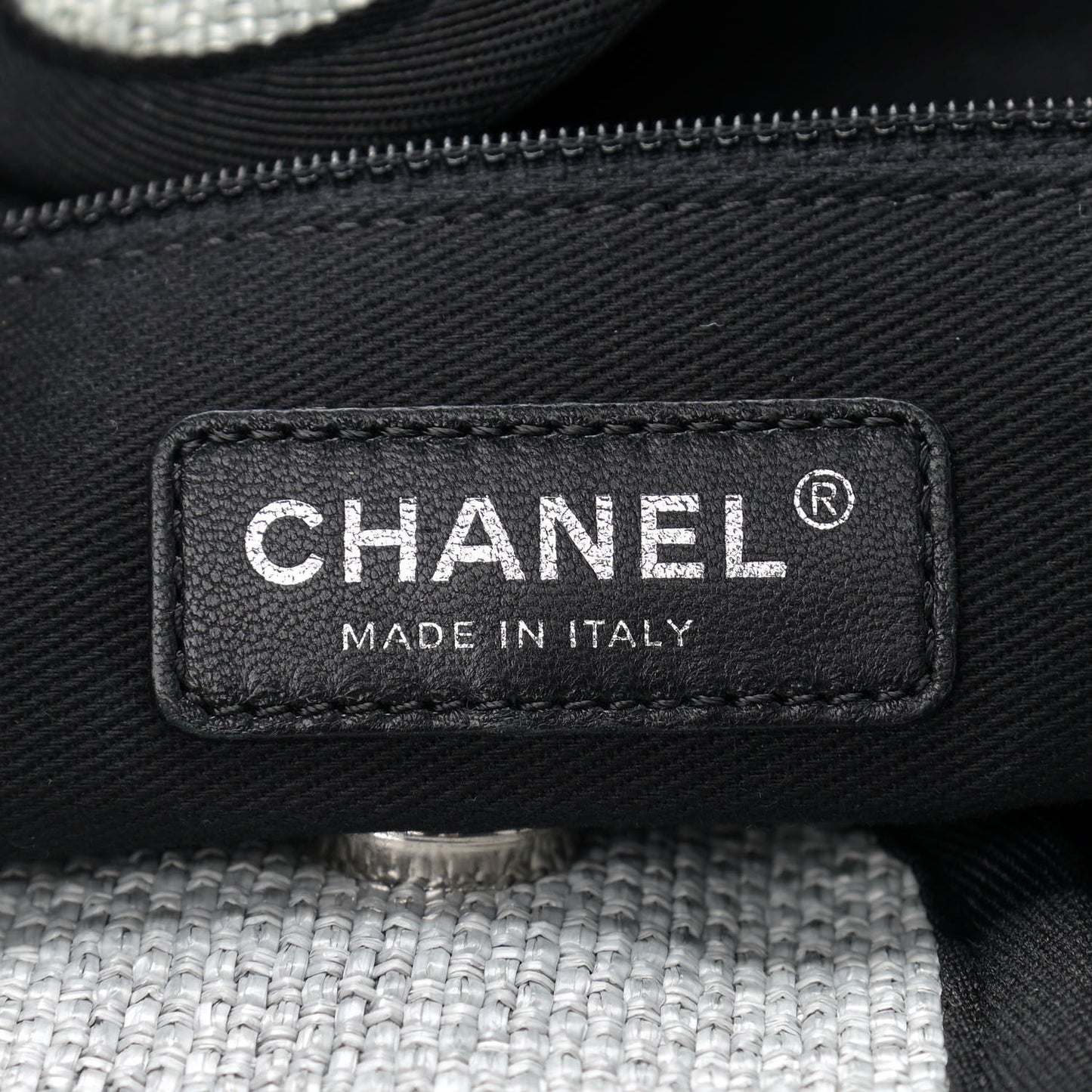 Woven Straw Raffia Medium Deauville Tote Grey