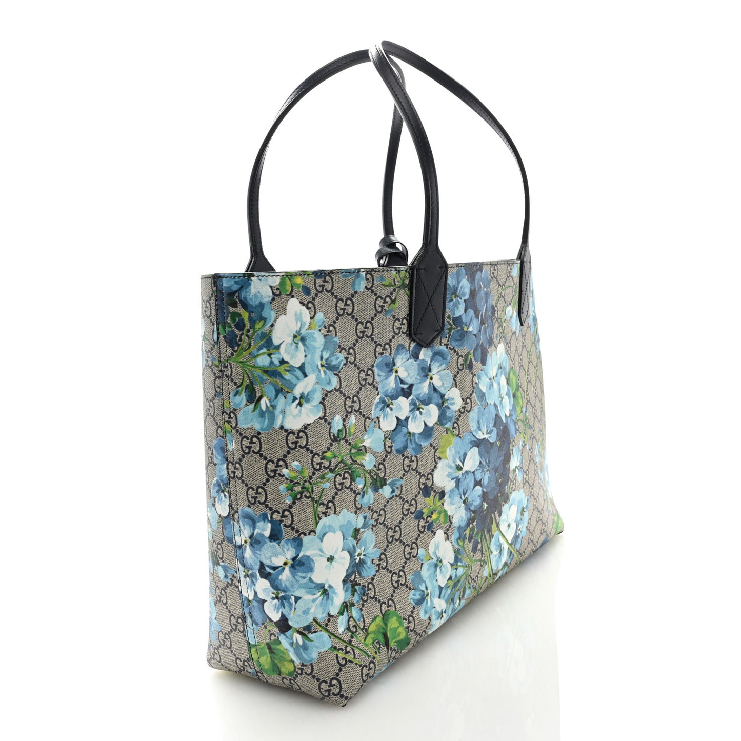 GG Supreme Monogram Blooms Medium Reversible Tote Beige Blue Navy