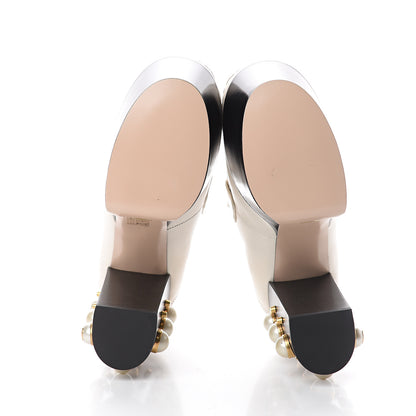Gucci Malaga Kid Pearl Studded Vegas Platform Loafers 39 Mystic White 7 of 7