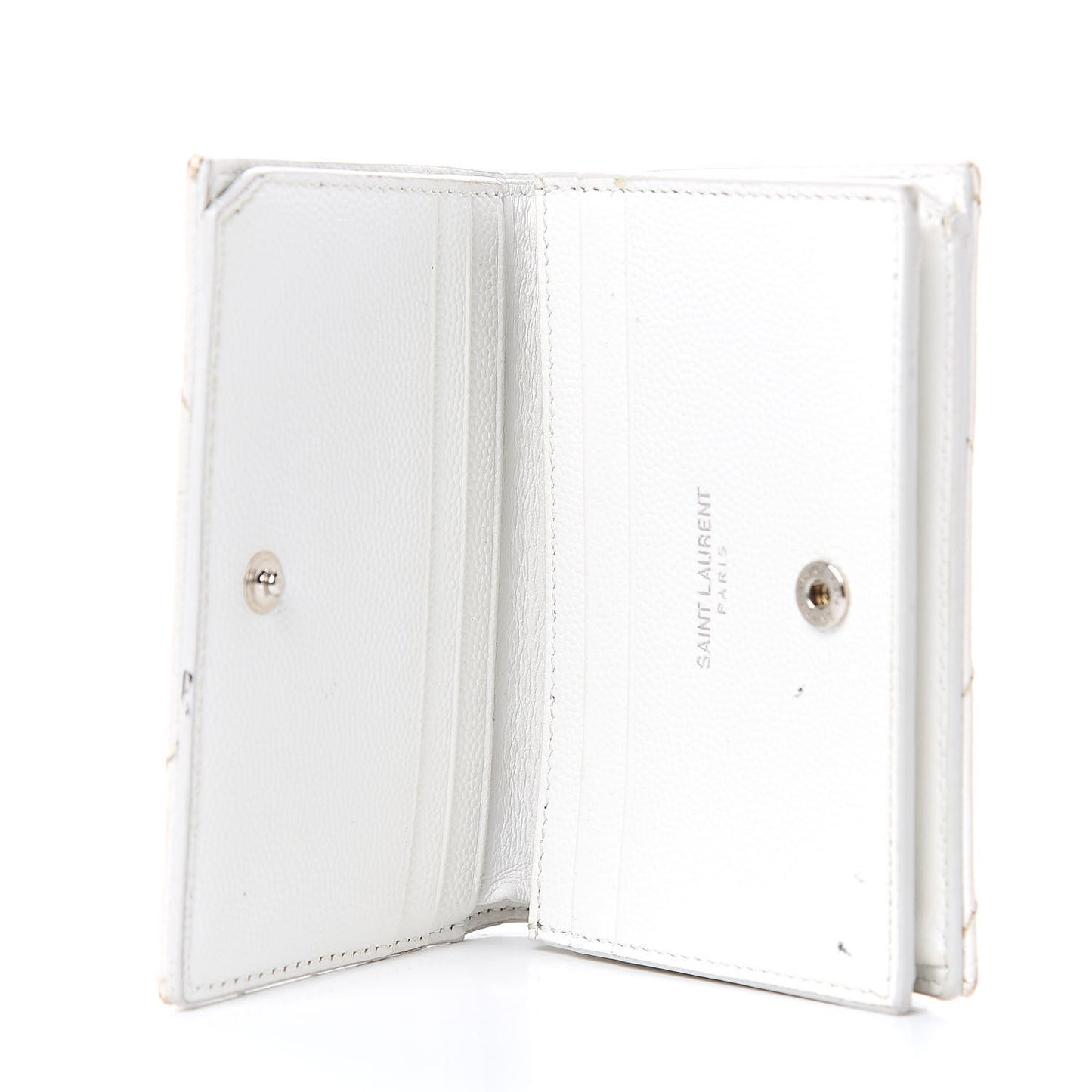 Grain De Poudre Matelasse Chevron Monogram Card Case White