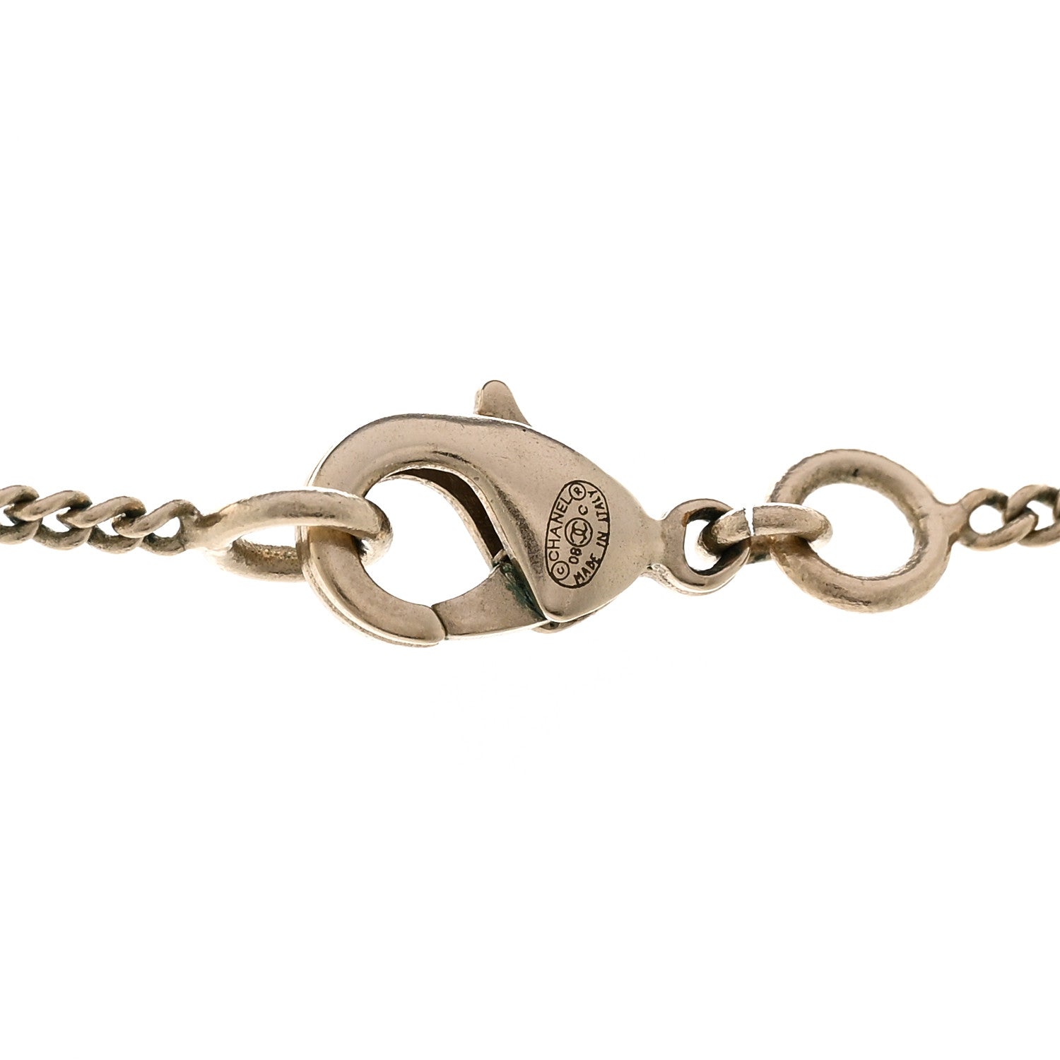 Chanel Resin Crystal CC Necklace Red Gold 5 of 5