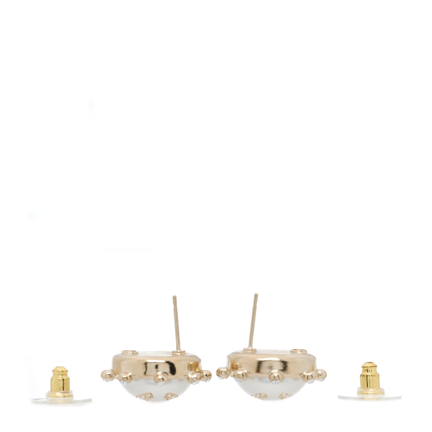 Chanel Pearl Crystal CC Round Earrings Gold 3 of 5
