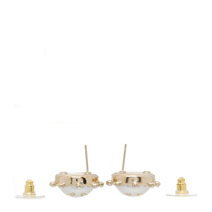 Chanel Pearl Crystal CC Round Earrings Gold 3 of 5