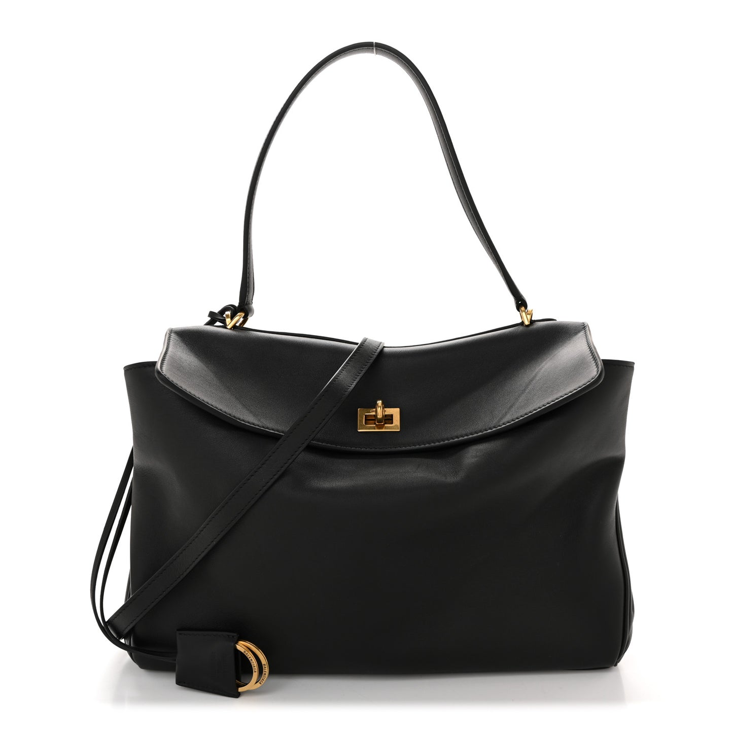 Natural Smooth Calfskin Medium Rodeo Top Handle Handbag Black