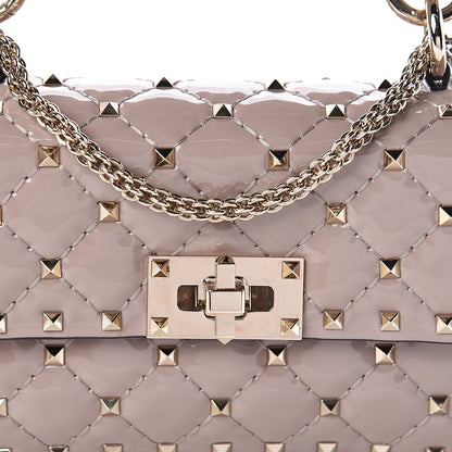 Valentino Garavani Patent Small Rockstud Spike Shoulder Bag Poudre 8 of 10