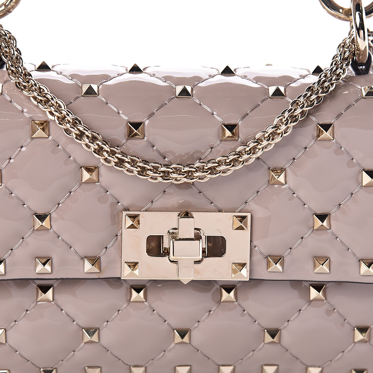 Valentino Garavani Patent Small Rockstud Spike Shoulder Bag Poudre 8 of 10