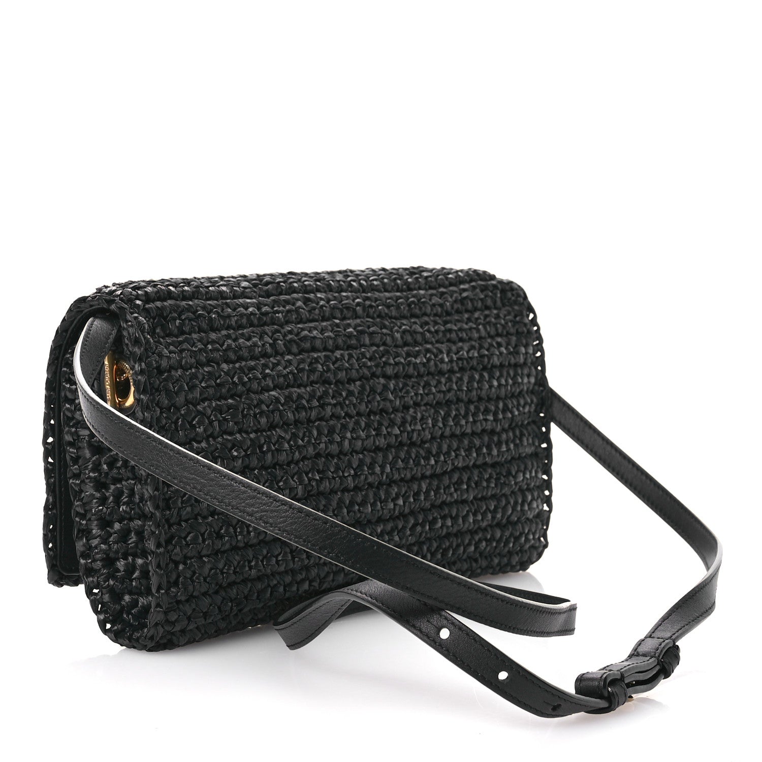Saint Laurent Raffia Monogram Tassel Kate 99 Black 3 of 11
