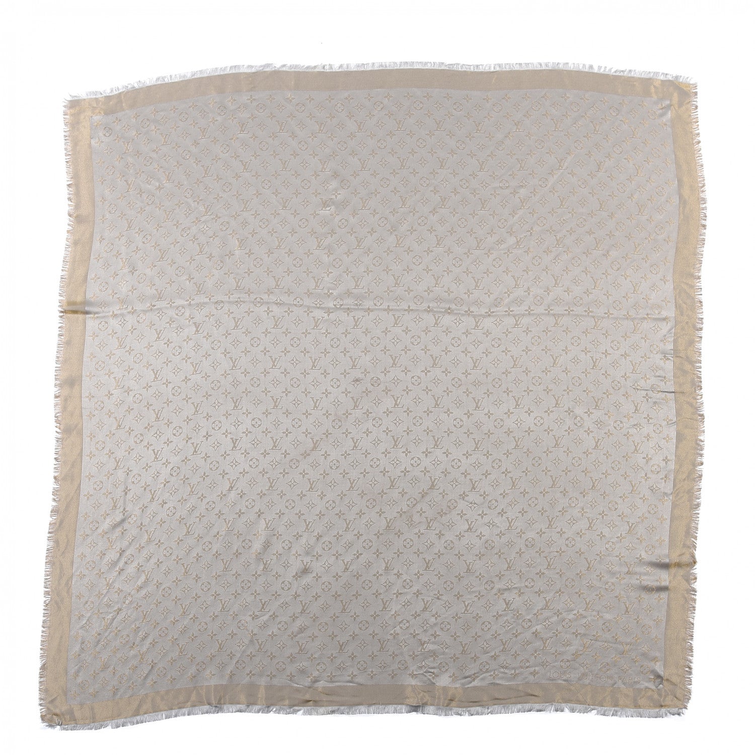 Louis Vuitton Silk Lurex Wool Monogram Shine Shawl Charcoal Greige 1 of 4
