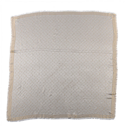Louis Vuitton Silk Lurex Wool Monogram Shine Shawl Charcoal Greige 1 of 4