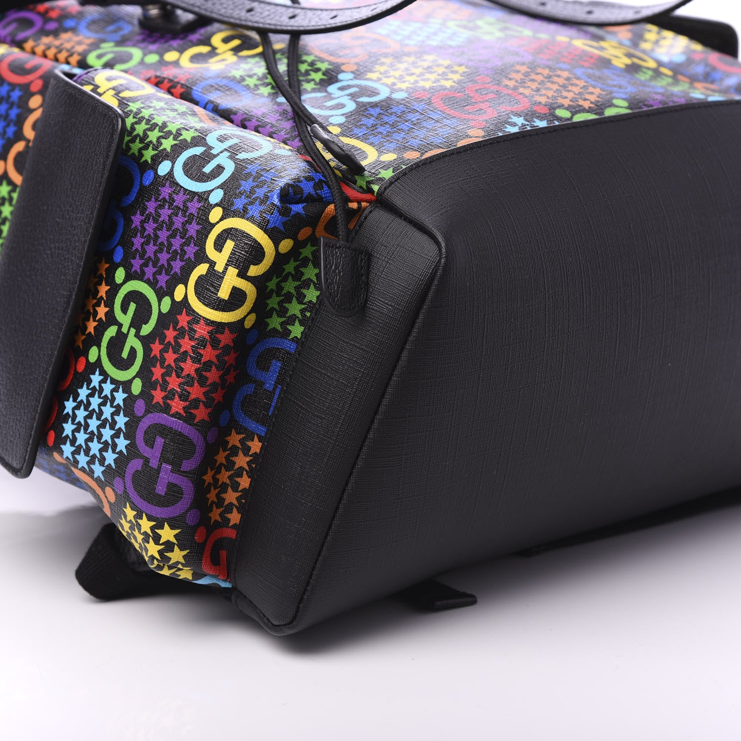Gucci GG Supreme Monogram Psychedelic Medium Double Buckle Backpack Black Multicolor 5 of 8