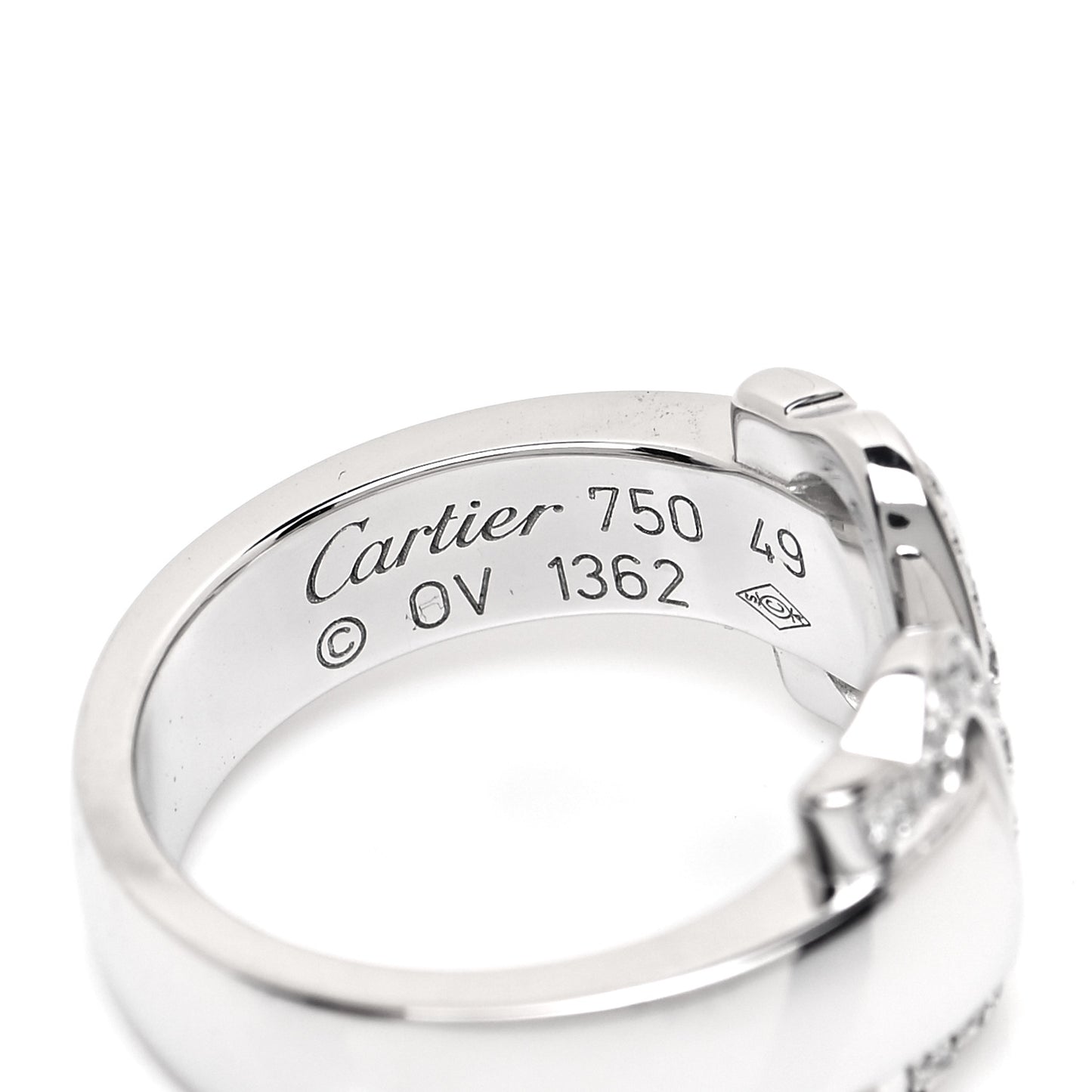 18K White Gold Diamond C De Cartier Ring 49 4.75