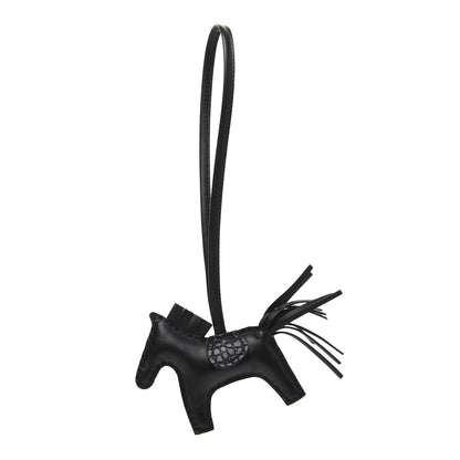 Hermes Milo Lambskin Matte Alligator Touch Grigri Rodeo Horse Bag Charm PM So Black 1 of 5