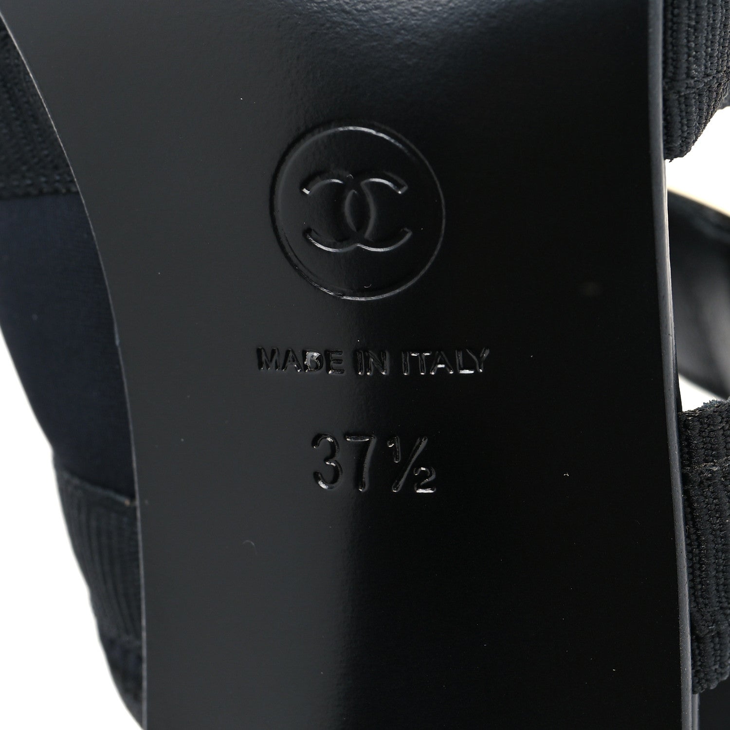 Chanel Fabric Metal CC Logo Sandals 37.5 Black 7 of 8