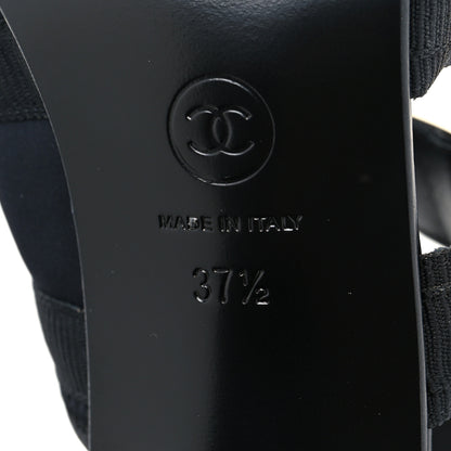 Chanel Fabric Metal CC Logo Sandals 37.5 Black 7 of 8