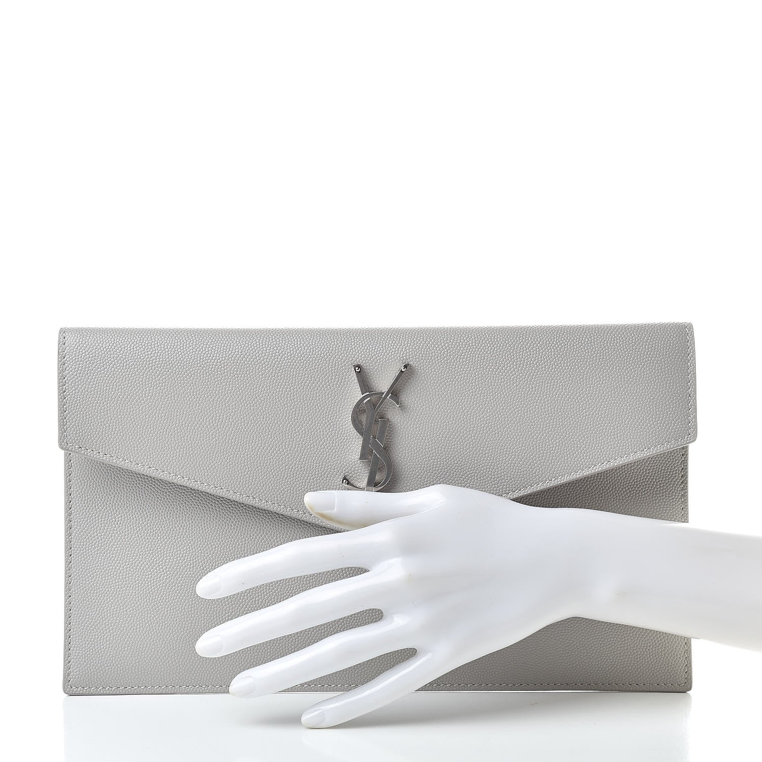 Saint Laurent Grain De Poudre Uptown Pouch Granite 2 of 7
