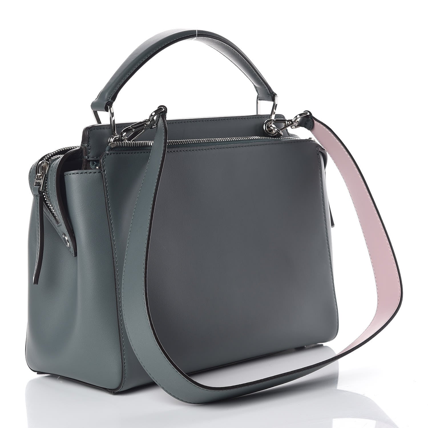 Fendi Vitello Baltico Shiny Nappa Lace Up Floral Dotcom Satchel Malachite 3 of 9