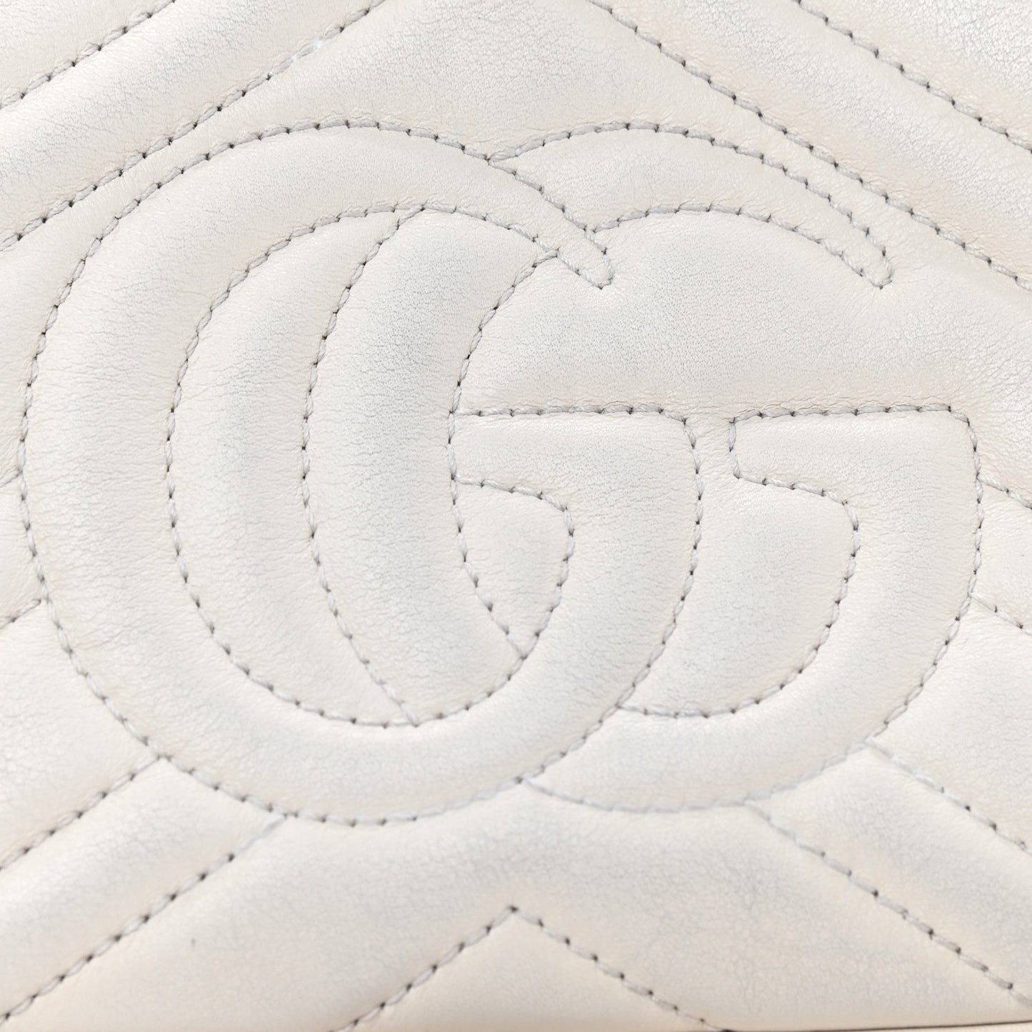 Calfskin Matelasse Mini GG Marmont Chain Shoulder Bag White