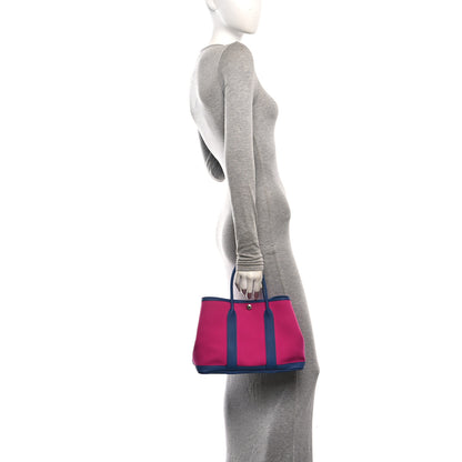 Hermes Toile Officier Negonda Garden Party Tote 30 TPM Magnolia Bleu Agate 2 of 10