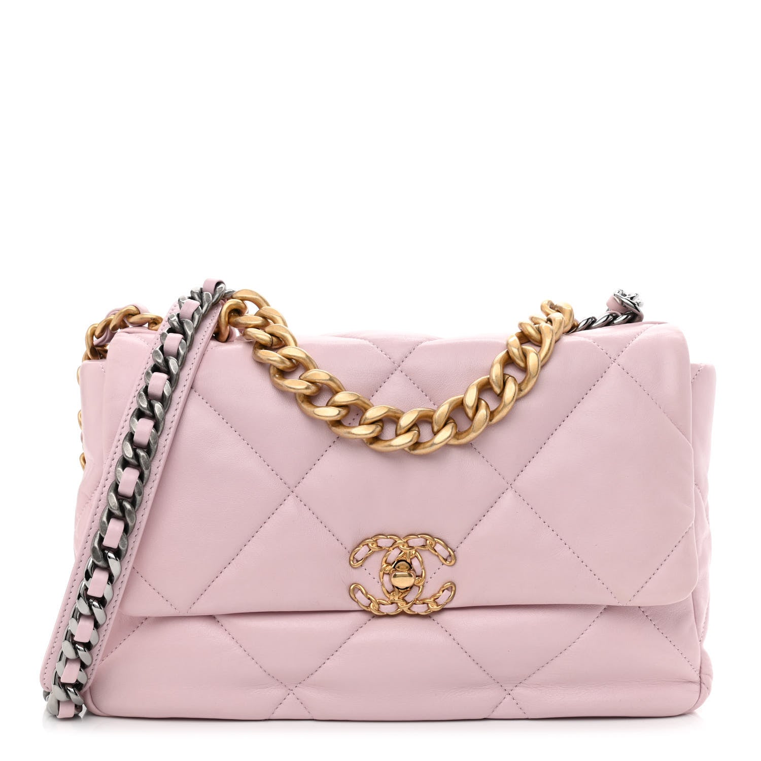 Chanel Lambskin Quilted Large Chanel 19 Flap Light Pink 1 of 10
