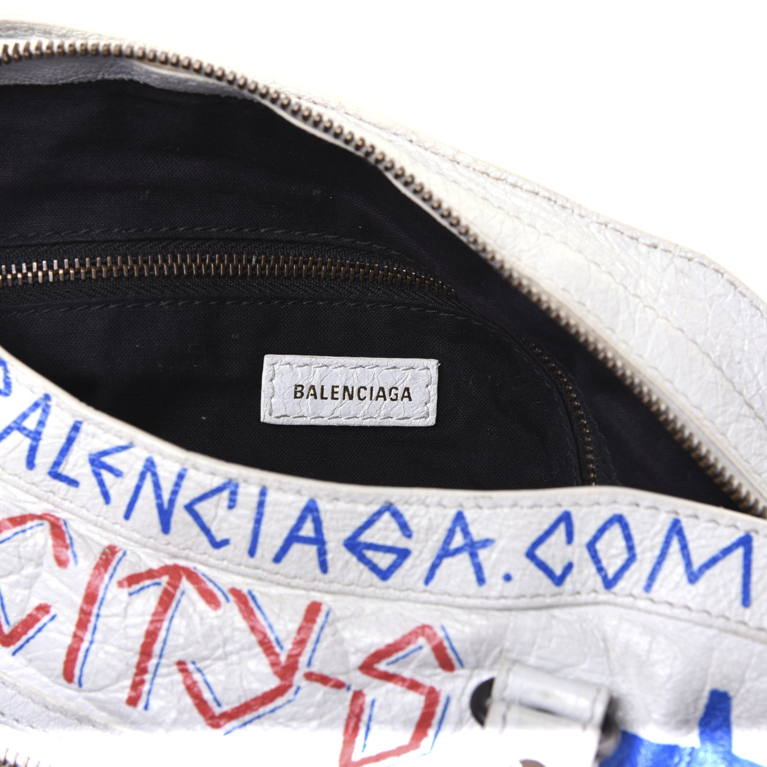 Balenciaga Agneau Graffiti All Over Classic Hardware S City White Bleu Rouge 11 of 21