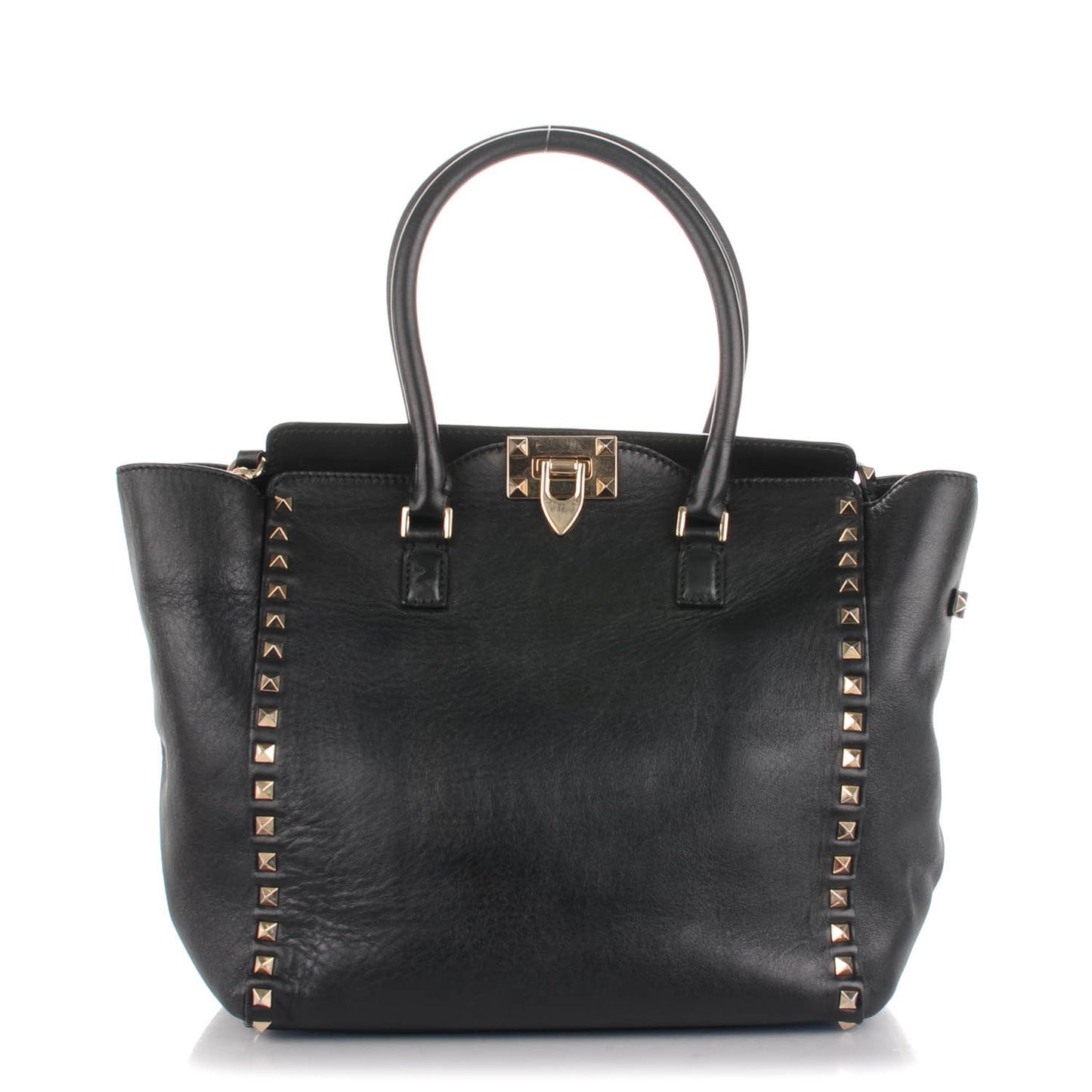 Vitello Rockstud Double Handle Tote Black