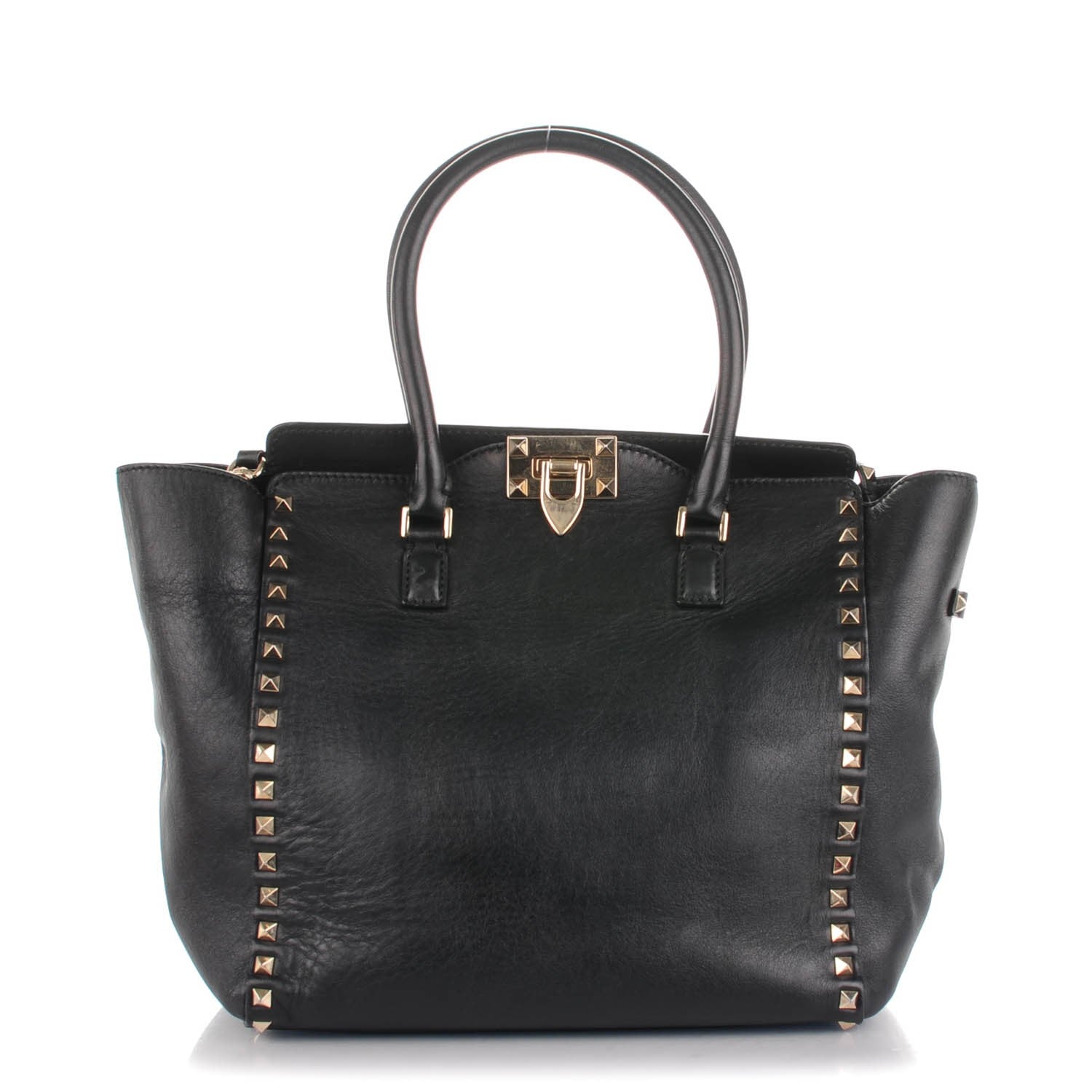 Valentino Garavani Vitello Rockstud Double Handle Tote Black 1 of 7