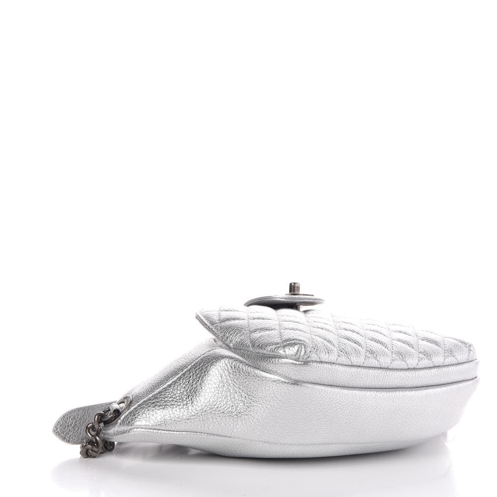 Chanel Metallic Grained Calfskin Quilted Casual Rock Waist Bag Fanny Pack Silver 4 of 7