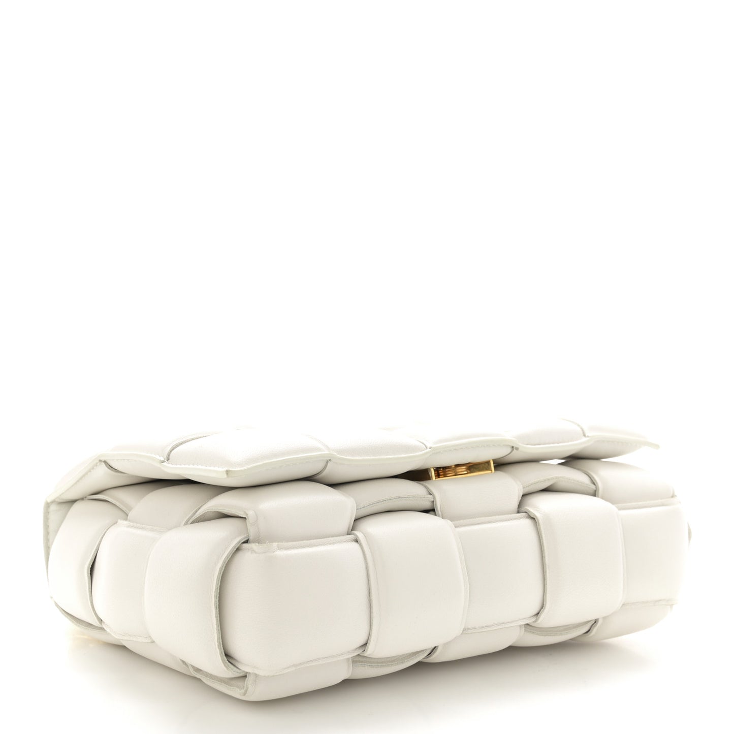 Lambskin Maxi Intreccio Padded Chain Cassette Crossbody Bag White