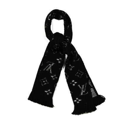 Louis Vuitton Wool Silk Logomania Shine Scarf Black 1 of 3