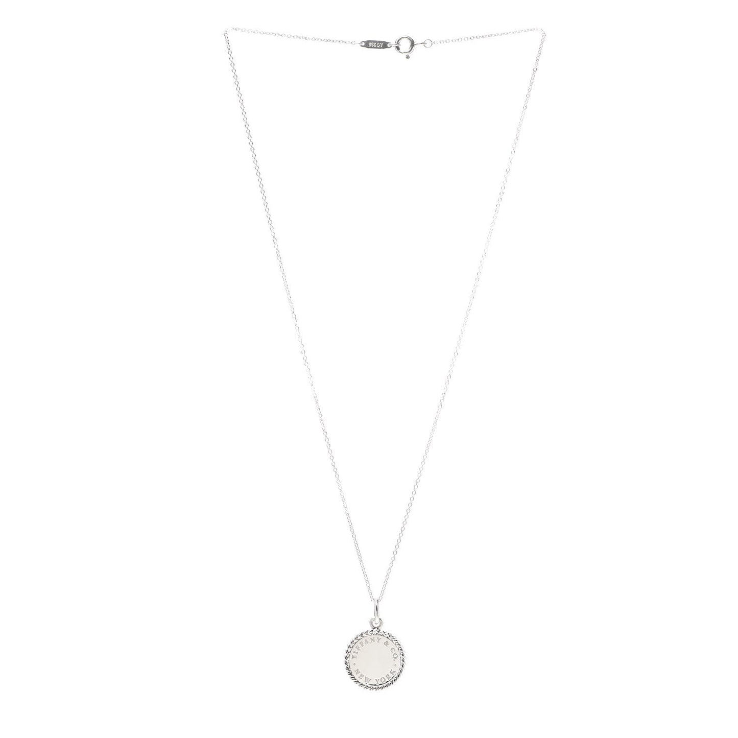 Sterling Silver Twist Round Charm Necklace