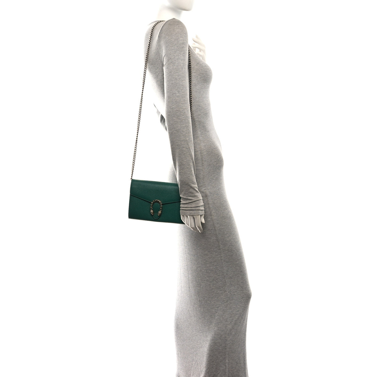 Gucci Calfskin Mini Dionysus Chain Wallet Emerald 2 of 11