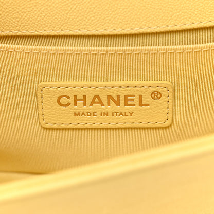 Chanel Caviar Chevron Quilted Small Boy Flap Yellow 6 of 10