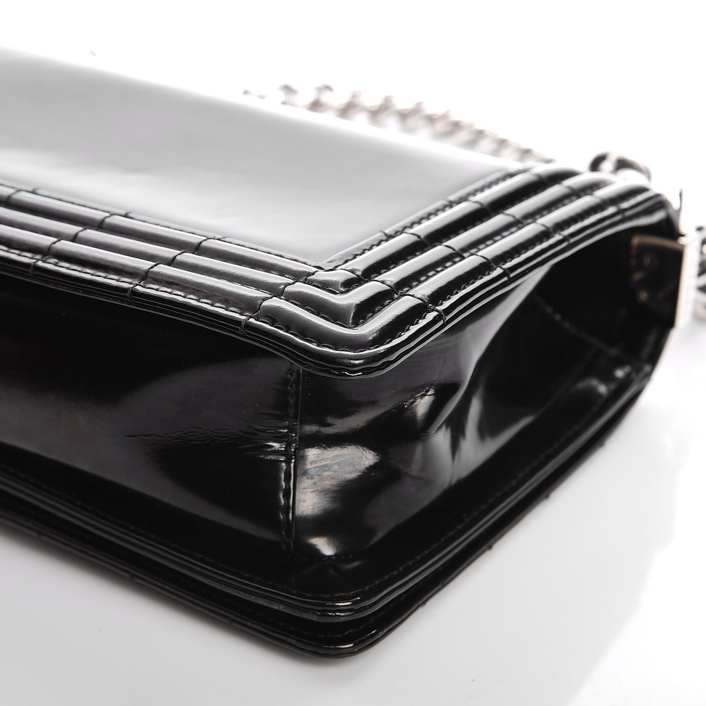 Glazed Calfskin Medium Boy Flap Black