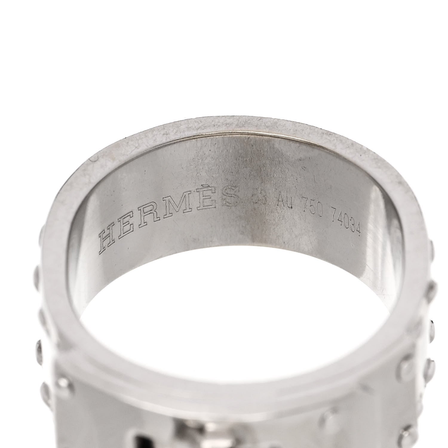 Hermes 18K White Gold Diamond Kelly Lock Ring 50 5.5 4 of 4