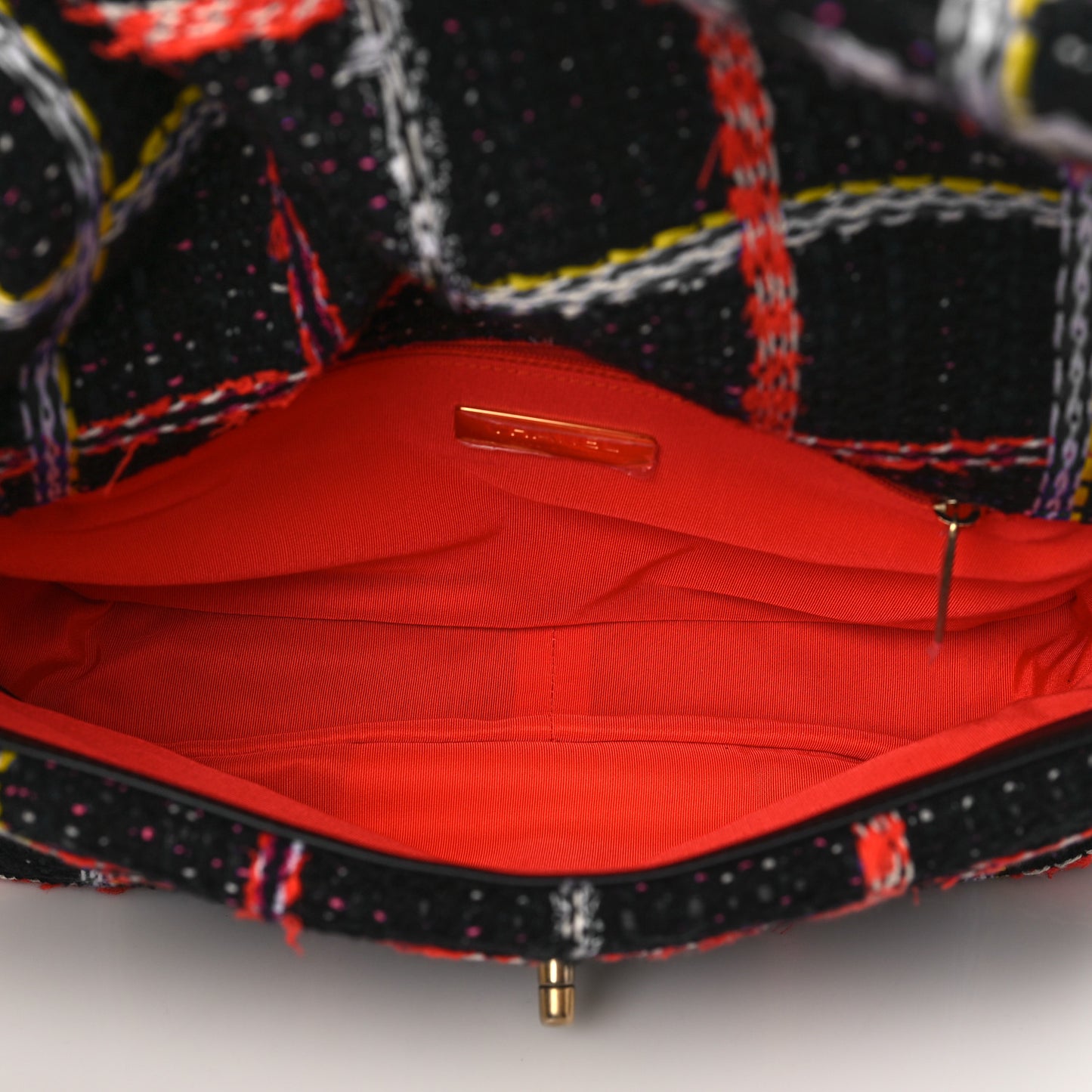 Tweed Quilted Large Chanel 19 Flap Black Orange Blue