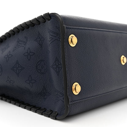 Louis Vuitton Calfskin Mahina Braided On My Side MM Navy 8 of 9