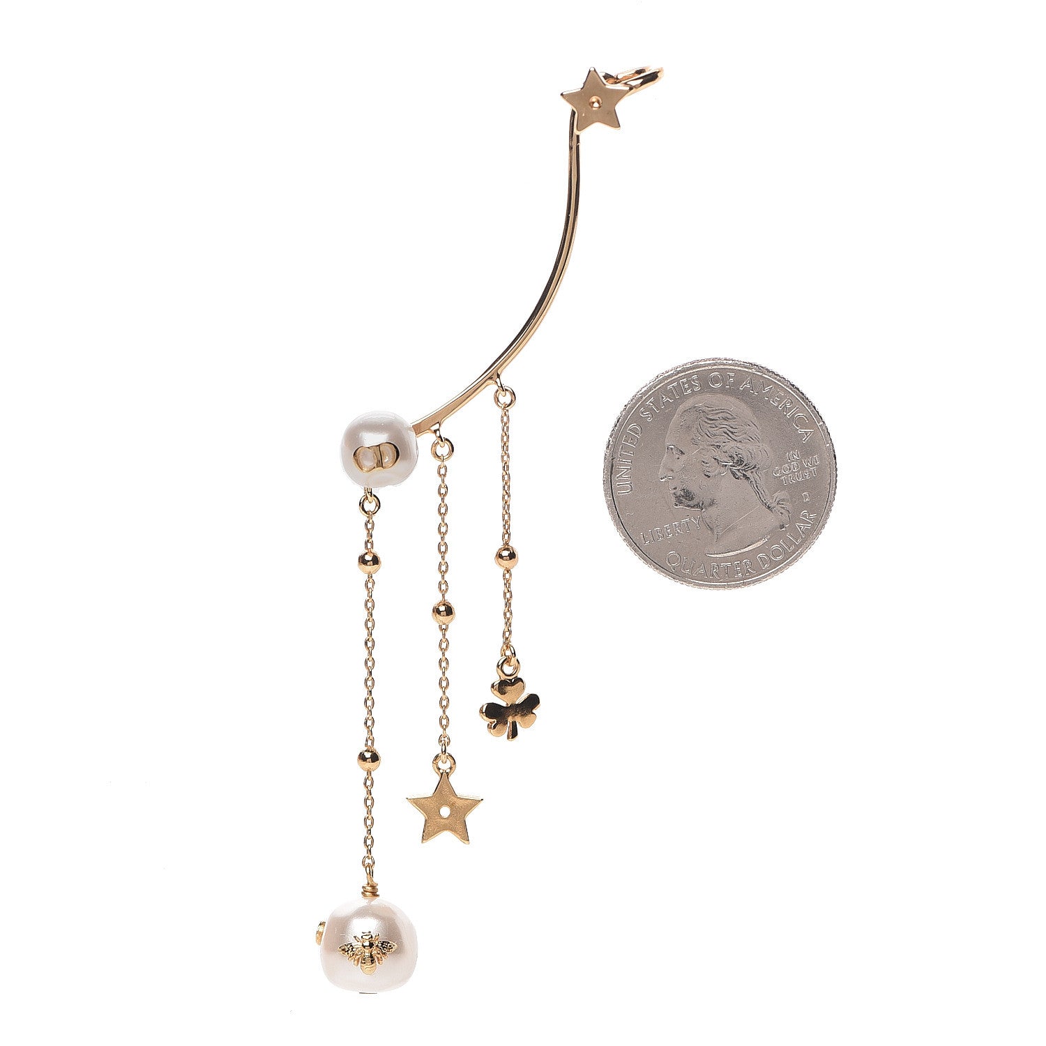Christian Dior Pearl Shiny-D Earring Gold 2 of 4