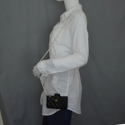 Chanel Lambskin Quilted Pearl Chain Love Symbols Mini Bag Black 2 of 13