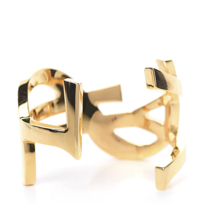 Saint Laurent Brass Monogram Medium Cuff Bracelet Gold 3 of 6